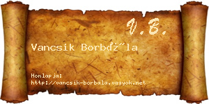 Vancsik Borbála névjegykártya